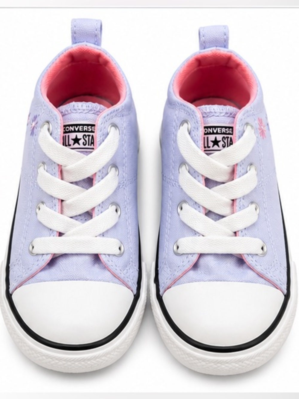 Converse Kids Lavender Canvas Low Top Sneakers with Pink Lining